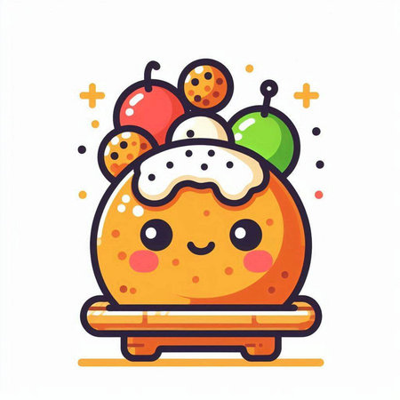 Cute easter cake character. Colorful vector illustration in cartoon styleのイラスト素材