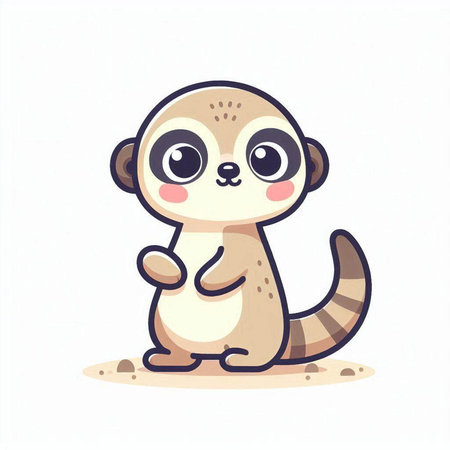 Cute cartoon meerkat isolated on white background. Vector illustration.のイラスト素材