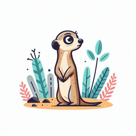 Cute meerkat vector illustration. Cute cartoon animal.のイラスト素材
