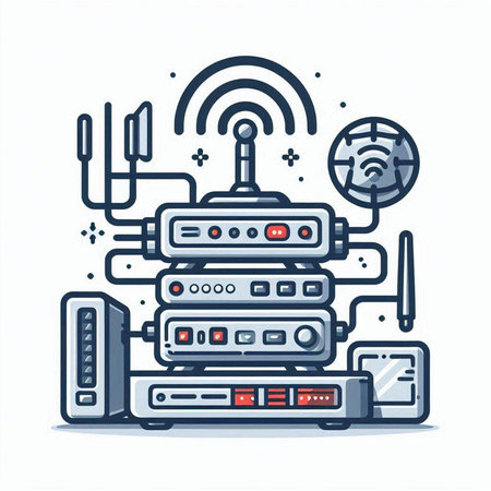 Vector illustration of a modern technology concept. Modern flat line design.のイラスト素材