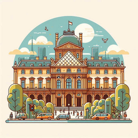 Bucharest, Romania. Building of the Romanian Parliament. Vector illustration.のイラスト素材