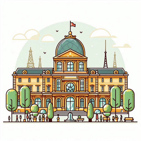 Copenhagen, Denmark - famous city building. Vector illustration.のイラスト素材