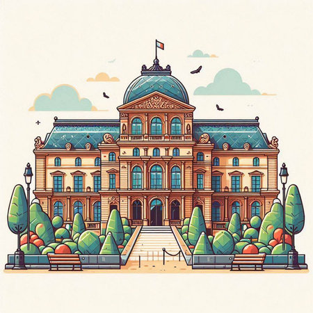 Illustration of the building of the government in Vienna, Austria.のイラスト素材