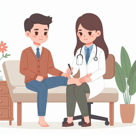 Doctor and patient sitting on the couch. Vector illustration in cartoon style.のイラスト素材