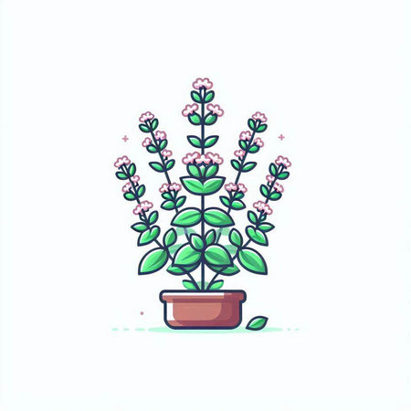 Illustration of a plant in a pot on a white background.のイラスト素材