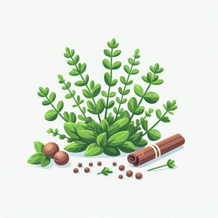 Herbs and spices. Vector illustration of a bunch of herbs.のイラスト素材