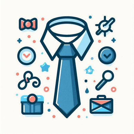 Tie, business icons set. Thin line style vector illustration.のイラスト素材