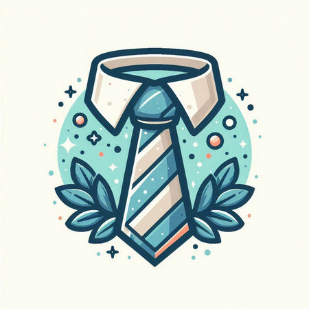 Vector illustration of a tie with laurel wreath and stars.のイラスト素材