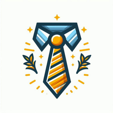 Tie icon. Vector illustration of a necktie and laurel wreath.のイラスト素材