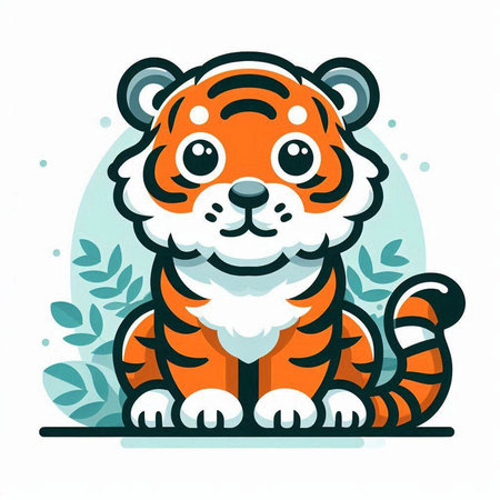 Cute tiger vector illustration. Cute cartoon tiger character. Vector illustration.のイラスト素材