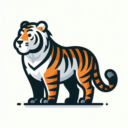 Tiger. Vector illustration. Isolated on a white background.のイラスト素材