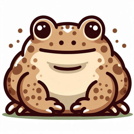 Cute cartoon frog sitting on a white background. Vector illustration.のイラスト素材