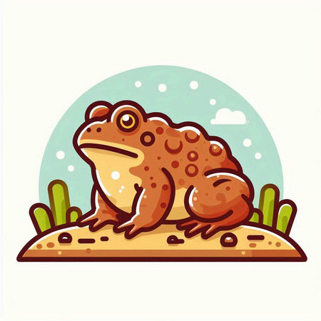 Frog in the wild. Vector illustration of a cartoon frog.のイラスト素材