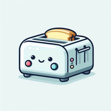 Cute toaster in cartoon style isolated on white background. Vector illustration.のイラスト素材