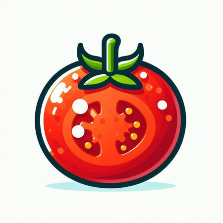Illustration of tomato on a white background. Vector illustration in cartoon style.のイラスト素材