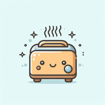 Cute Toaster Vector Icon Illustration. Suitable for Diagram, Infographics, Book Illustration, Game Asset, And Other Graphic Related Assetsのイラスト素材