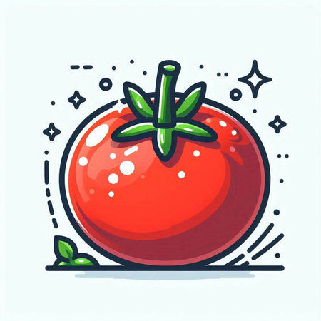 Vector illustration of tomato. Hand drawn style. Isolated on white background.のイラスト素材