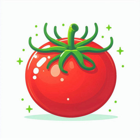 Tomato on white background. Vector illustration of a fresh tomato.のイラスト素材