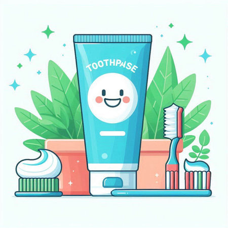 Toothpaste with toothbrush and toothpaste. Vector illustration.のイラスト素材