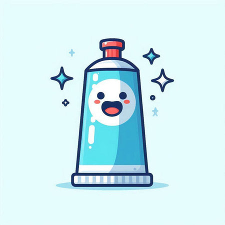 Cartoon toothpaste. Vector illustration of a toothpaste character.のイラスト素材