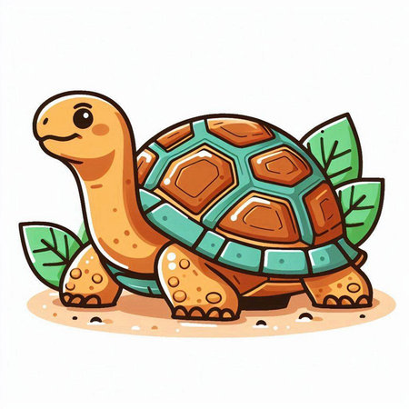 cartoon turtle on white background, vector illustration, eps10のイラスト素材