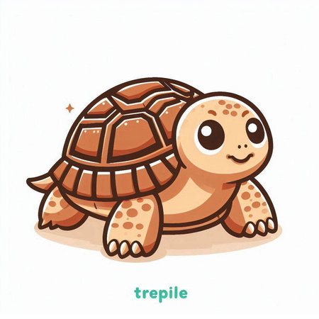 Cute cartoon turtle isolated on a white background. Vector illustration.のイラスト素材