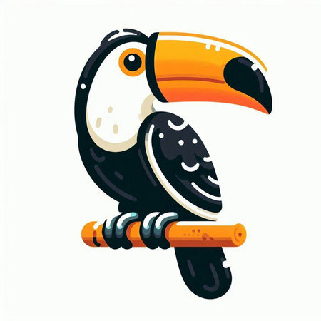 Toucan bird on a white background. Vector illustration in cartoon style.のイラスト素材