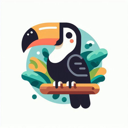 Toucan icon in flat style. Vector illustration on white background.のイラスト素材