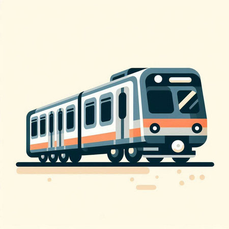 Train. Vector illustration of a flat design of a modern train.のイラスト素材