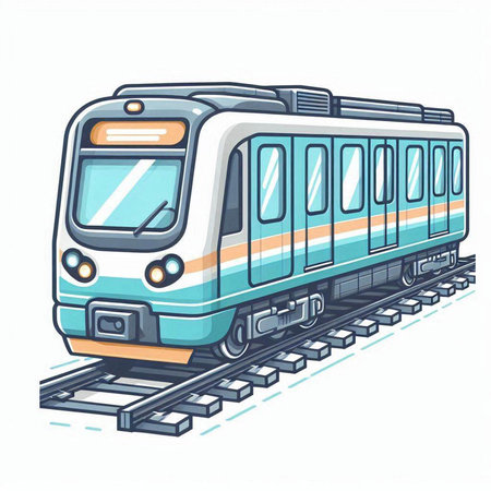 Train isolated on white background. Vector illustration in cartoon comic style.のイラスト素材