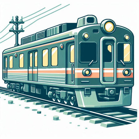 Train on the railway. Vector illustration of a train on the railway.のイラスト素材