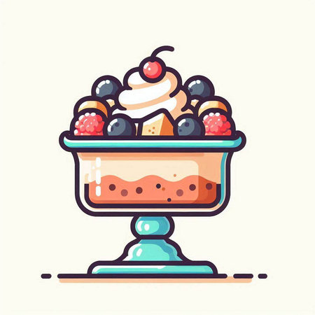 Cake in a bowl. Vector illustration in a flat style.のイラスト素材