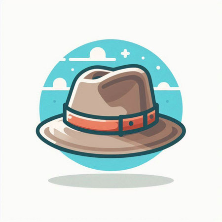 Cowboy hat icon. Vector illustration in flat style. Cartoon style.のイラスト素材