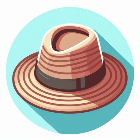 Straw hat icon in flat style isolated on white background. Vector illustrationのイラスト素材