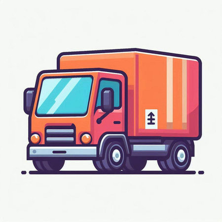 Cargo truck. Vector illustration in flat style on white background.のイラスト素材