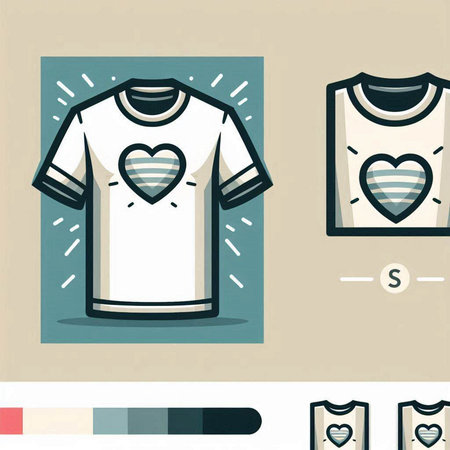 T-shirt with heart icon in flat design. Vector illustration.のイラスト素材