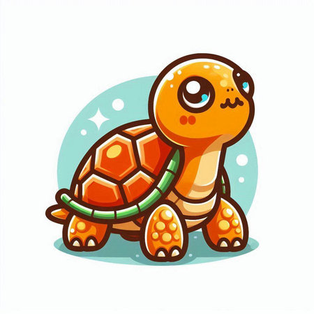 Cute cartoon turtle isolated on a white background. Vector illustration.のイラスト素材