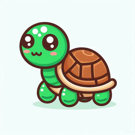 Cute Cartoon Turtle. Vector Illustration. Isolated On White Backgroundのイラスト素材