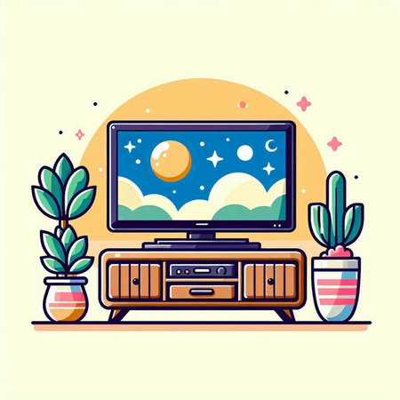 Illustration of a TV set in a flat style. Vector illustrationのイラスト素材