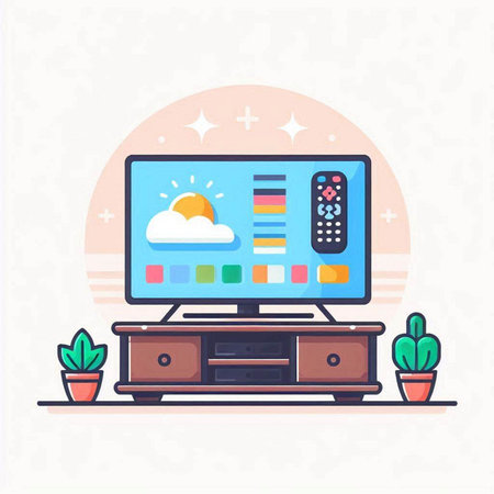 Illustration of TV set in flat design style. Vector illustration.のイラスト素材