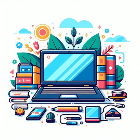 Modern flat design vector illustration concept of online education, e-learning, distance learning, e-learning.のイラスト素材