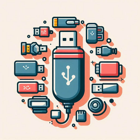 USB flash drive icon in flat style. Vector illustration for web design.のイラスト素材