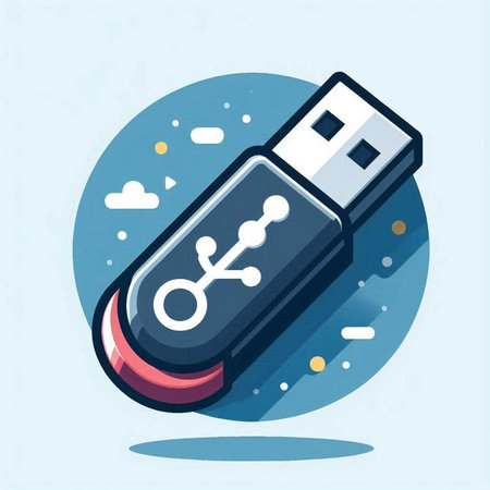 Usb flash drive icon. Vector illustration in flat design style.のイラスト素材