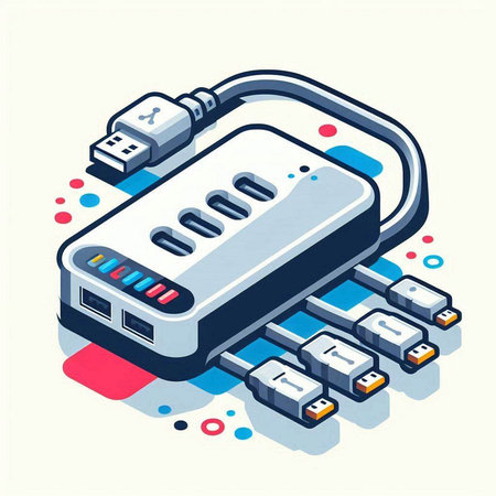 Isometric 3D vector illustration of USB cable on white background.のイラスト素材