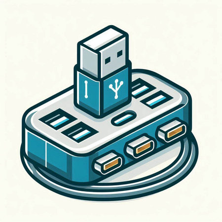 Usb flash drive on a white background. Isometric vector illustration.のイラスト素材