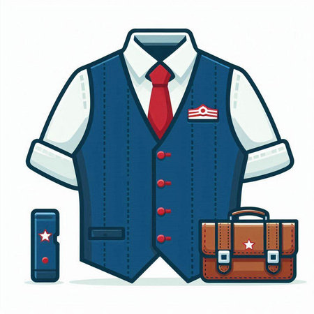 Tuxedo jacket and briefcase. Vector illustration in cartoon styleのイラスト素材