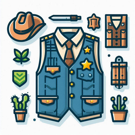 Men's clothing and accessories. Vector illustration in a flat style.のイラスト素材