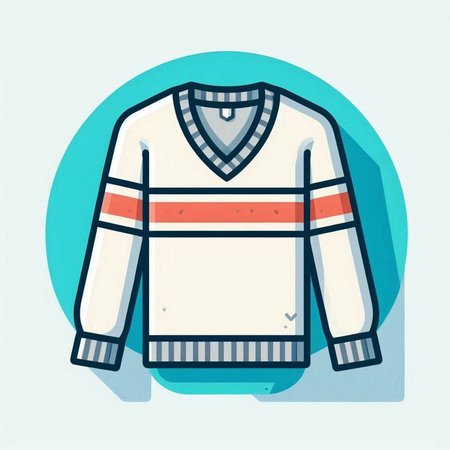 Winter sweater. Vector illustration in flat style. Isolated on blue background.のイラスト素材