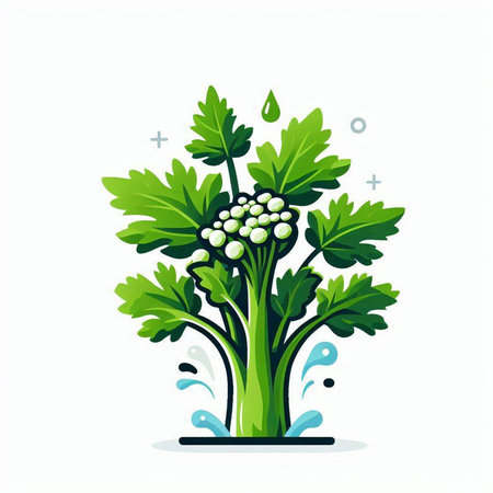 Vector illustration of a bunch of green parsley on a white backgroundのイラスト素材