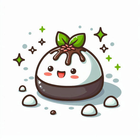 Chocolate ball with ice cream on a white background. Vector illustration.のイラスト素材